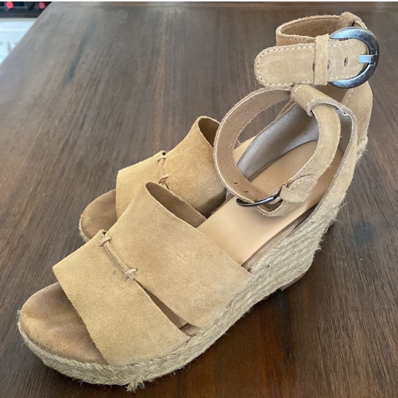 Matisse Natural Cha Cha Boho Suede Espadrilles Wedge Sandal - Picture 1 of 6